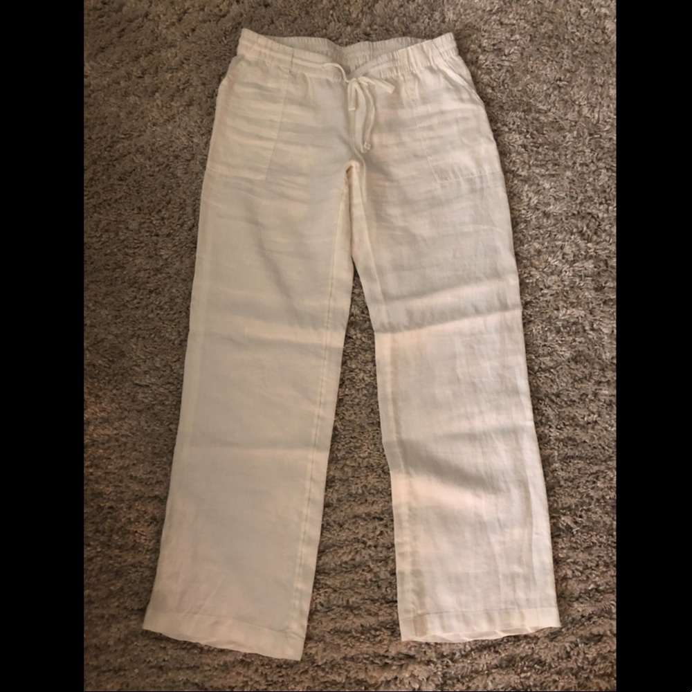 White linen pants